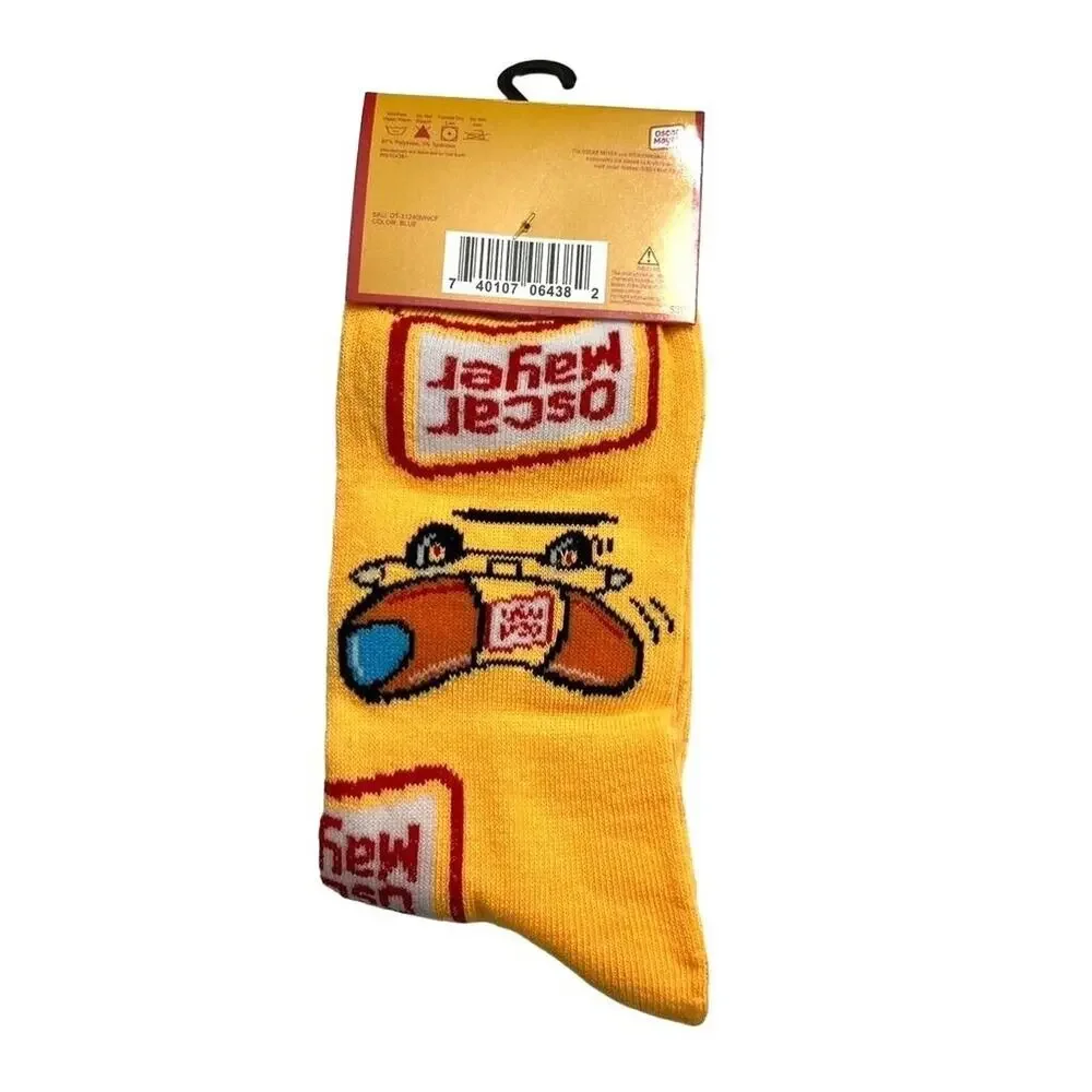 Odd Sox Unisex Oscar Mayer Weiner Mobile Novelty Crew Socks Yellow Retro Funny